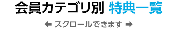 会員カテゴリ別特典一覧