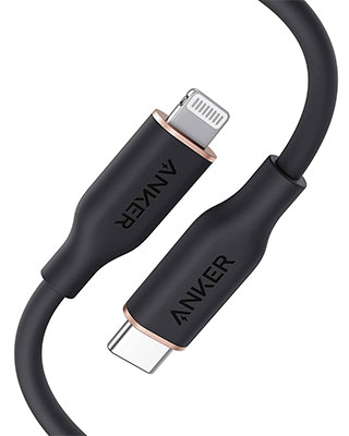 Anker PowerLine lll Flow USB-C & ライトニング ケーブル（0.9m / ミッドナイトブラック）画像