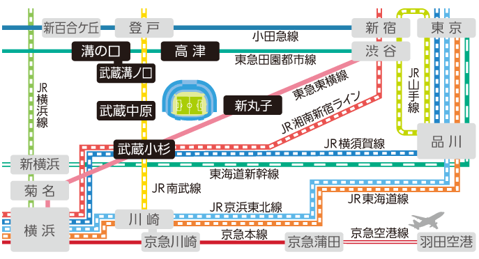 チケット 観戦 等々力陸上競技場へのアクセス Kawasaki Frontale