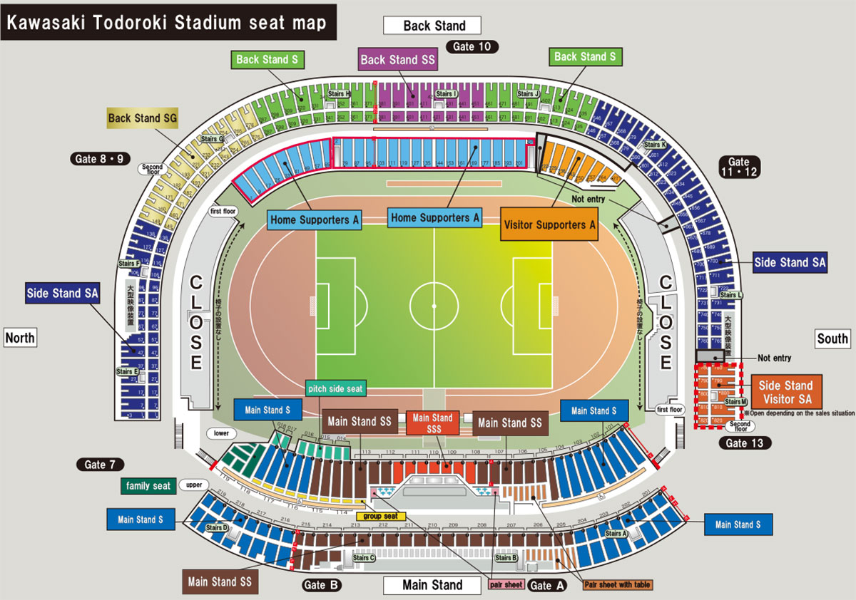 Kawasaki Todoroki Stadium seat map