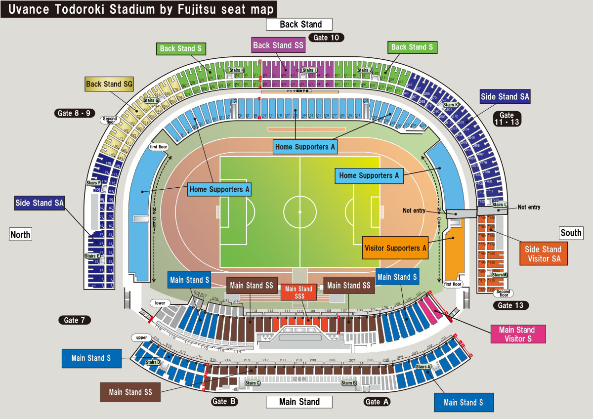 Uvance Todoroki Stadium by Fujitsu seat map